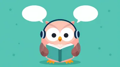 Owl with Headphones Reading Book - Animals - AI generated image