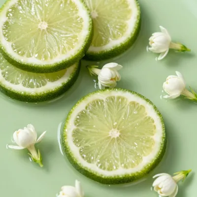 Lime Slices with Jasmine Flowers - Food - AI generated image