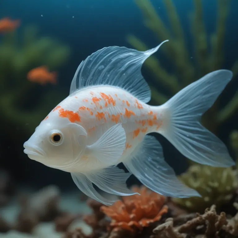 Glass-Koi-Style Reef Fish Translucent in Subtle Light - Aquatic Life - AI generated image