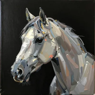 Impasto Horse Profile with Soft Shadows - Animal - AI generated image