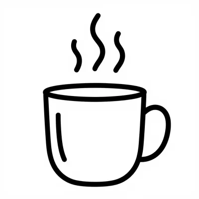 Steaming Coffee Cup Doodle - Food - AI generated image