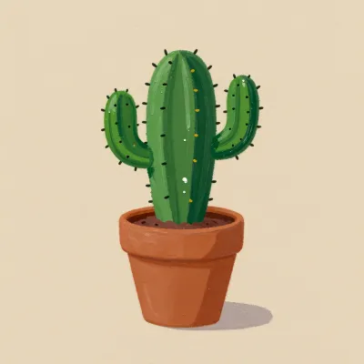 Glossy Cactus in Terracotta Pot - Plant - AI generated image