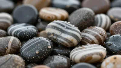 Wet Striped Pebbles After Rain - Natural - AI generated image
