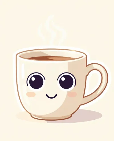 Smiling Coffee Cup with Steam - Food - AI generated image