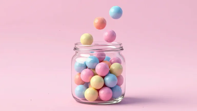 Pastel Gumballs Spilling from Glass Jar - Food - AI generated image
