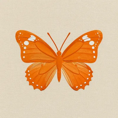 Orange Butterfly with Raised Wings on Canvas - Butterfly - AI generated image