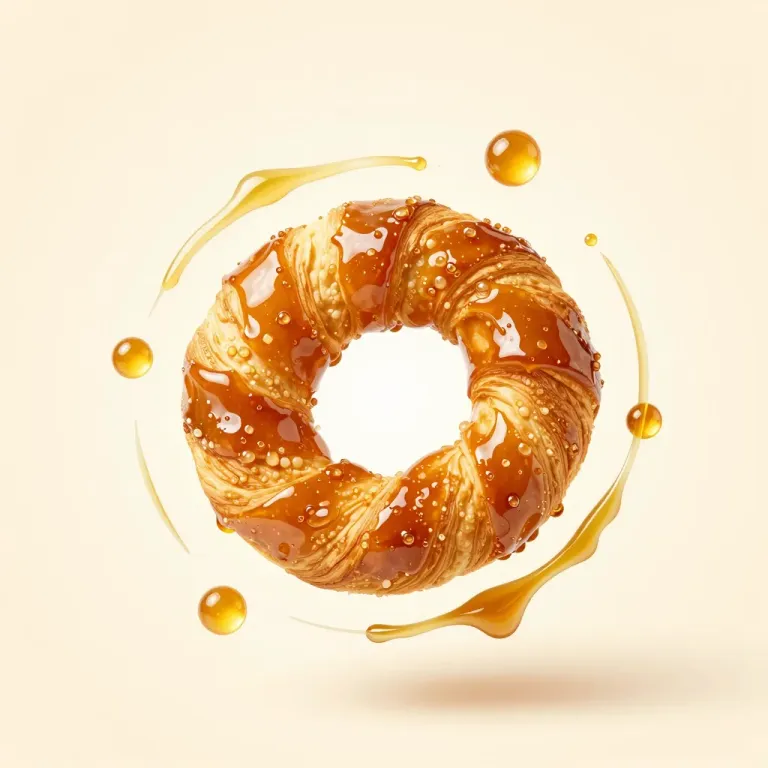 Honey-glazed Cruller with Syrup Splash - Food - AI generated image