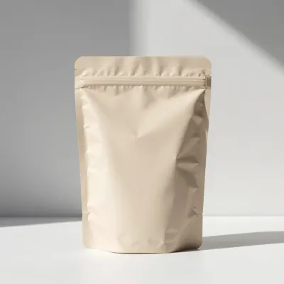 Beige Pouch Standing Upright - Packaging - AI generated image