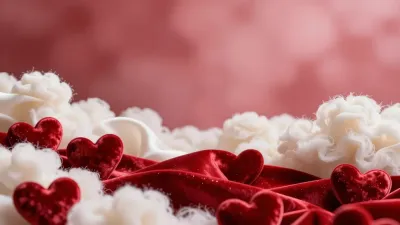 Red Velvet Cake with Meringue Swirls and Hearts - Food - AI generated image