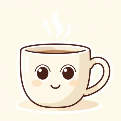 Cartoon Coffee Cup with Face Steam - Food - AI generated image