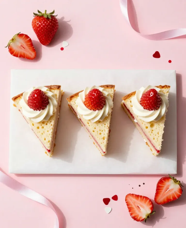 Strawberry Shortcake Slices with Raspberries - Food - AI generated image