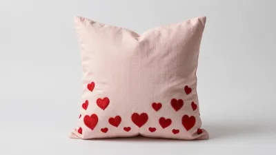 Heart-Patterned Throw Pillow Softly Lit - Furniture - AI generated image