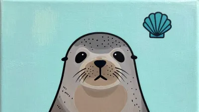 Seal with Large Eyes Holding Shell - Wildlife - AI generated image