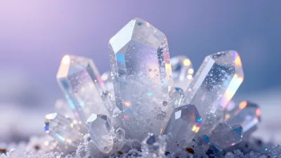 Iridescent Ice Crystals in Frosty Gradient - Nature - AI generated image