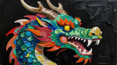 Dragon's Head with Glossy Scales and Sharp Teeth - Fantasy - AI generated image