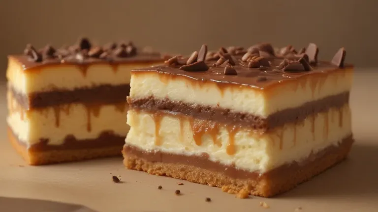 Caramel Drizzled Layered Dessert with Chocolate Shavings - Food - AI generated image