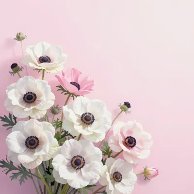 Anemone Cluster Softly Lit - Flowers - AI generated image