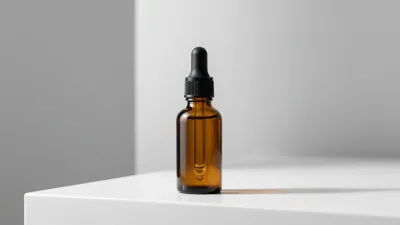 Amber Dropper Bottle Soft Light Centered - Beauty - AI generated image