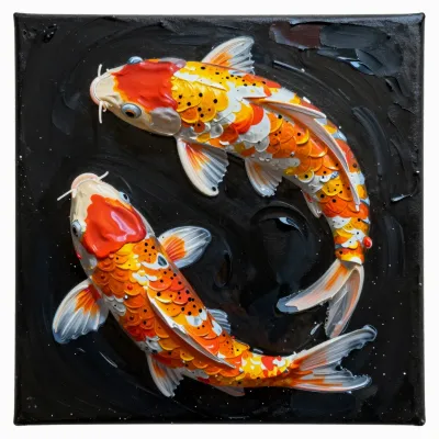 Koi Fish in Dynamic Curve - Fish - AI generated image