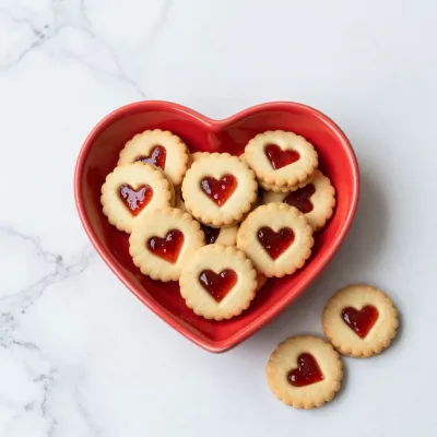 Linzer Cookies in Heart Plate - Food - AI generated image