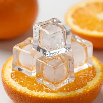 Ice Cubes Stacked on Tangerine Slices - Food - AI generated image