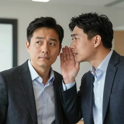 Whispering Businessmen in Suits - Business - AI generated image