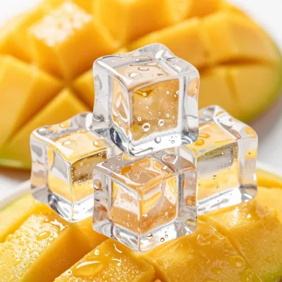 Ice Cubes Stacked on Mango Chunks - Food - AI generated image
