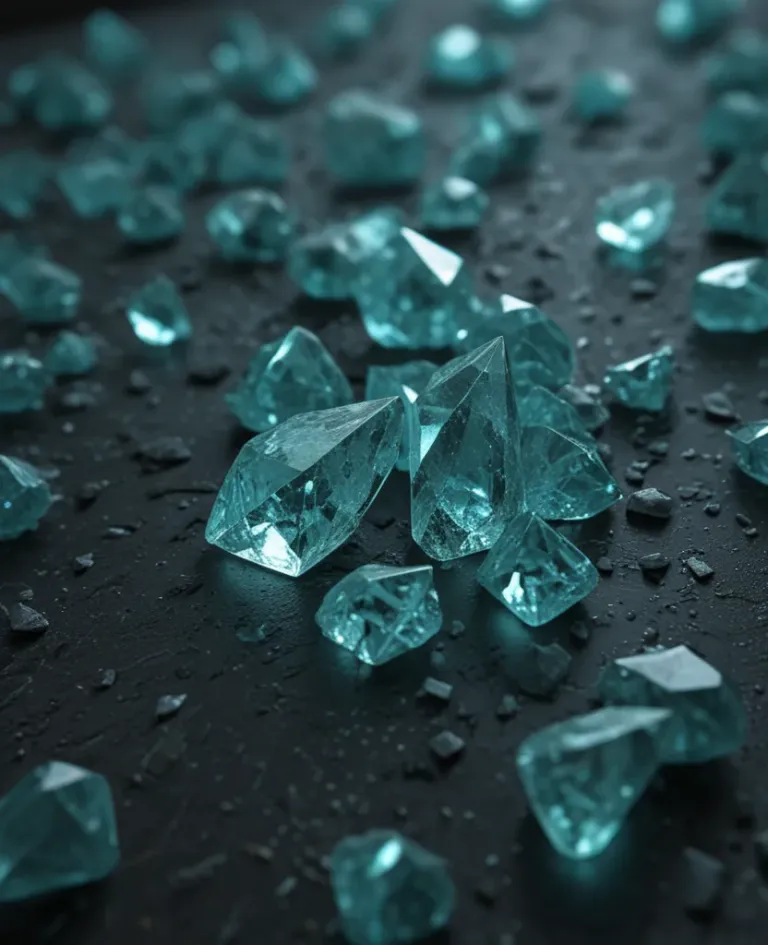 Cyan-Green Crystal Shards Reflecting Light - Crystals - AI generated image