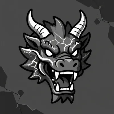 Rough Lava Dragon Face Breaking Through Cracked Background - Fantasy - AI generated image