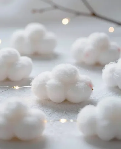 Fluffy Cotton Clouds Softly Lit - Nature - AI generated image