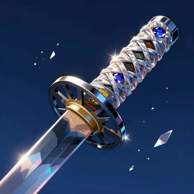 Crystal Katana Hilt Reflecting Starlight - Weapon - AI generated image