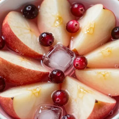 Sliced Apples and Cranberries with Ice Cube - Food - AI generated image