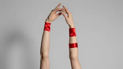 Red Wristbands Forming Arch - Fashion - AI generated image
