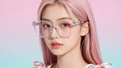 Pink-Haired Model with Candy Glasses - Fashion - AI generated image