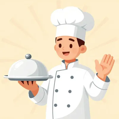 Chef Presenting Platter with Warm Lighting - Food - AI generated image