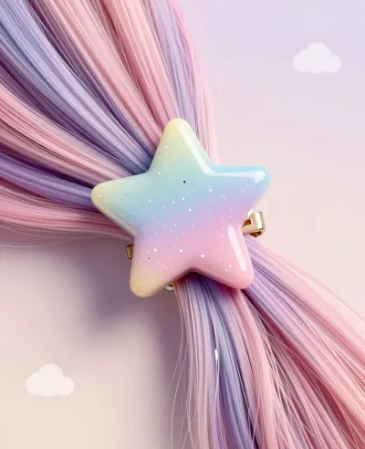 Pastel Star Hair Clip Dreamy Background - Fashion - AI generated image