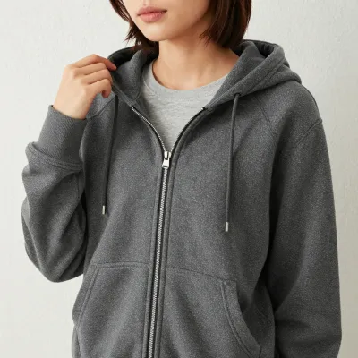 Charcoal Hoodie Zipper Adjustment - Fashion - AI generated image