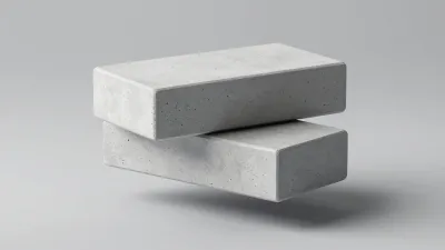 Concrete Prisms Stacked and Balanced - Architecture - AI generated image