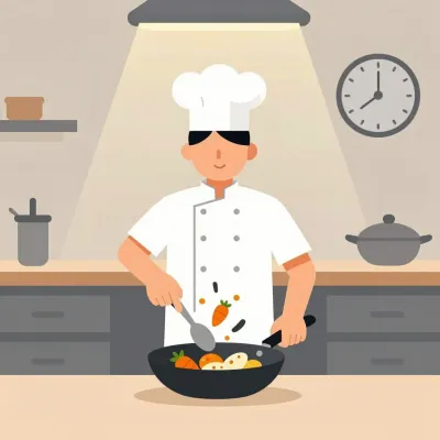 Chef Stirring Vegetables in Kitchen - Food - AI generated image