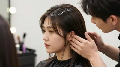 Woman Receiving Hair Styling in Salon - Portrait - AI generated image