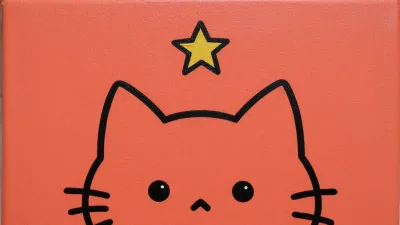 Cartoon Kitten with Golden Star on Canvas - Cartoon - AI generated image