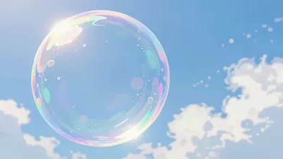 Crystal-clear Soap Bubble Floating in Sky - Background - AI generated image