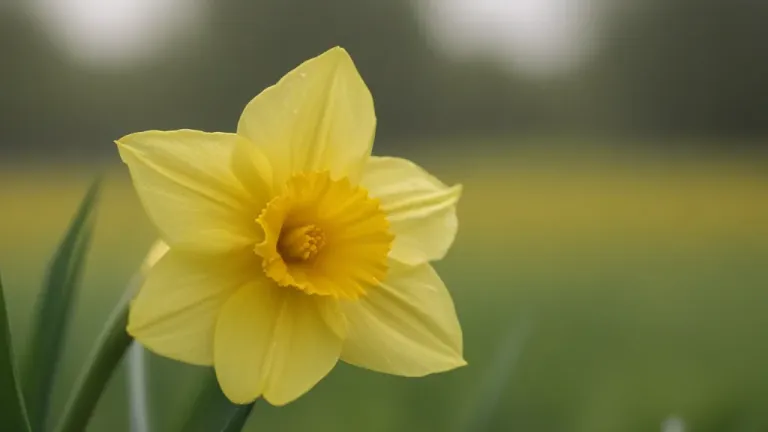 Yellow Daffodil Trumpet Softly Lit - Flora - AI generated image