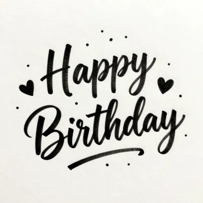 Happy Birthday Script with Hearts - Typography - AI generated image