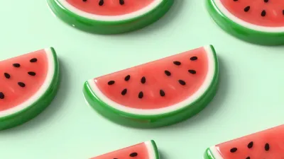 Glossy Watermelon Slices Grid Pattern - Food - AI generated image