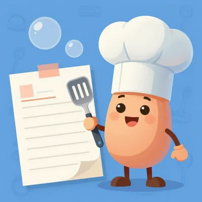 Cartoon Potato Chef Holding Spatula and Recipe Sheet - Character - AI generated image