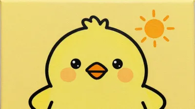 Chick with Fluffy Crest and Orange Beak - Animals - AI generated image