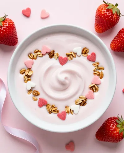 Yogurt Swirl with Heart Sprinkles - Food - AI generated image