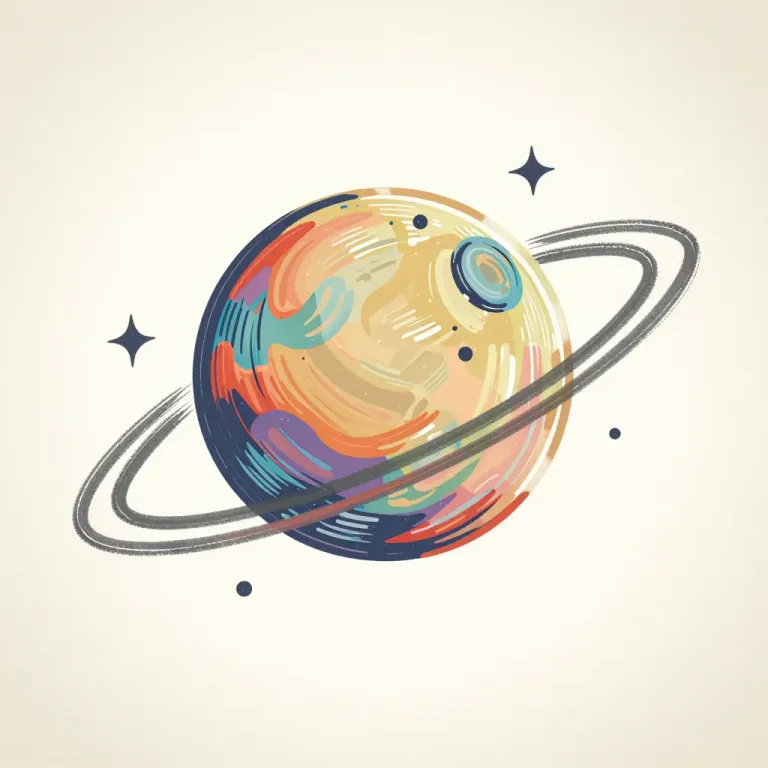 Painted Planet with Ring System - Space - AI generated image
