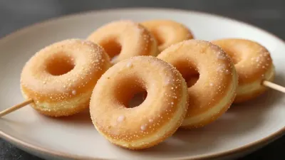 Mini Donuts on Skewers with Sugar Crystals - Food - AI generated image